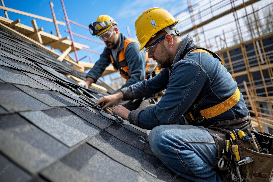 Emergency roof repair image -- professional roofer performing urgent storm-damage repair in Charlotte